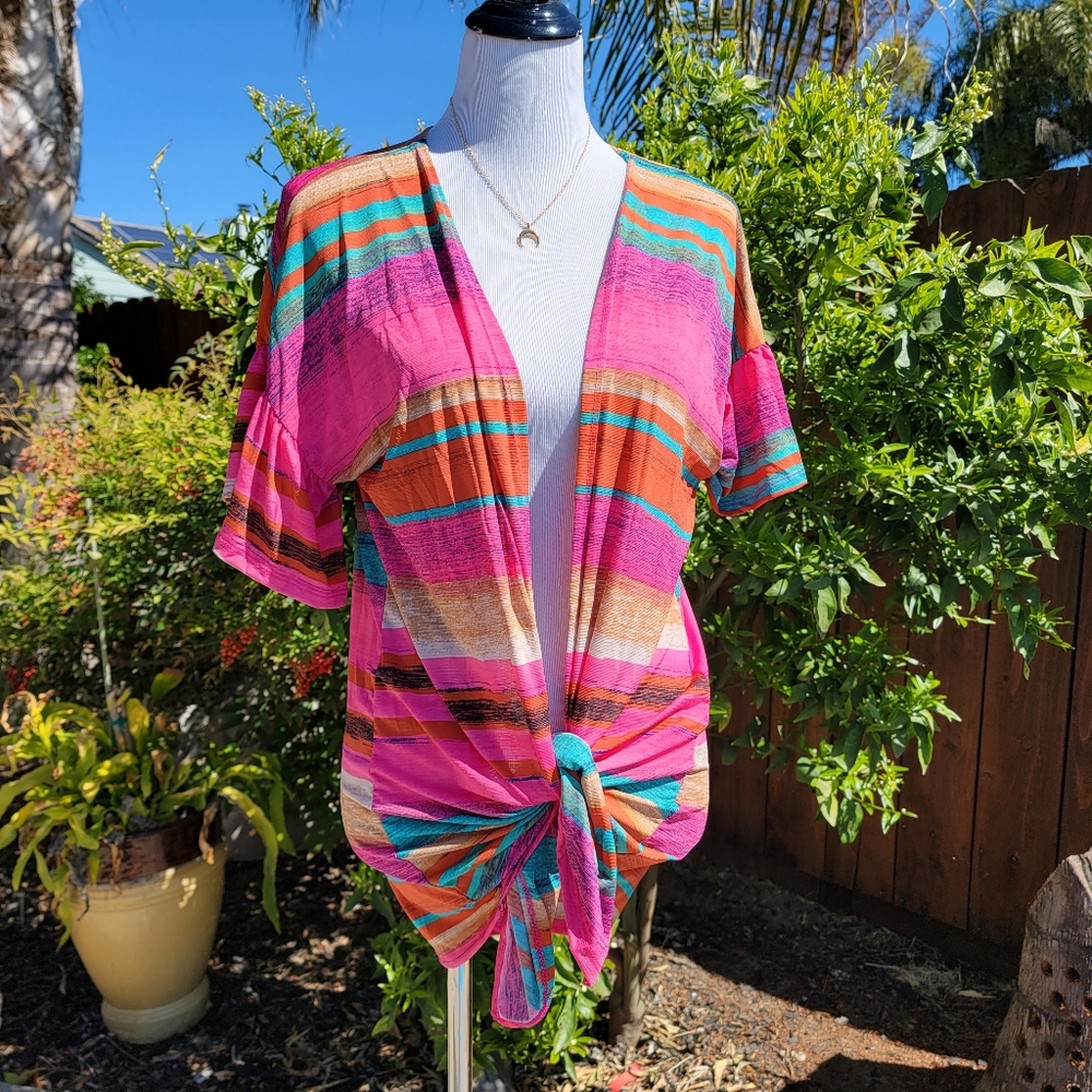 Ruffle Short Sleeve Open Cardigan - Picture 9 of 9